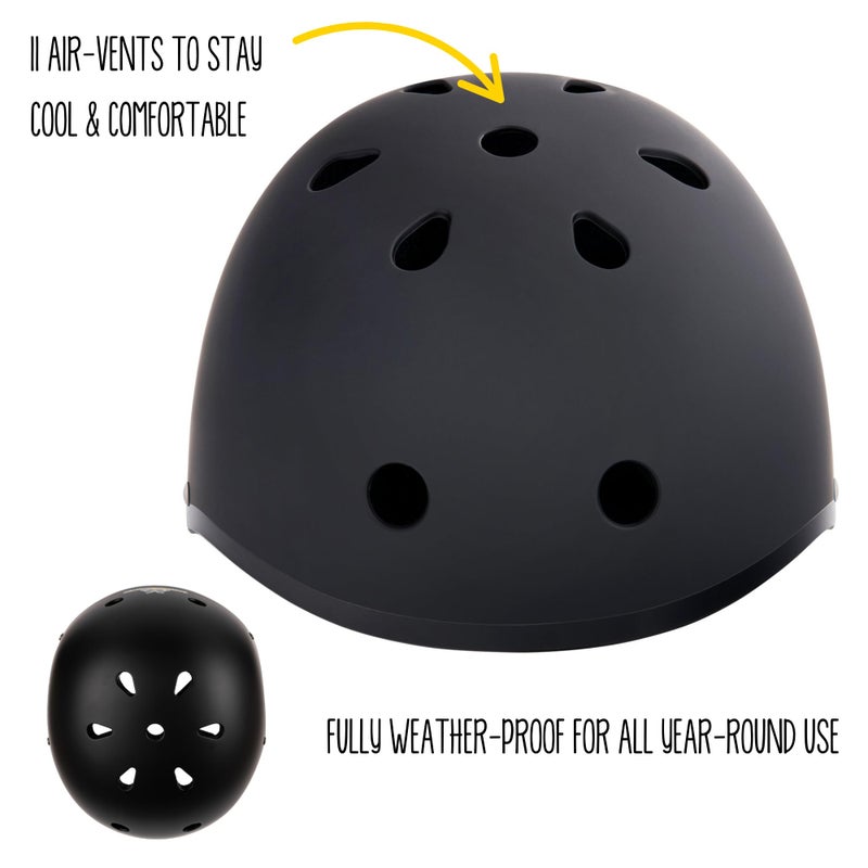 Hornit Mini Lids Kids Helmet. Fully-Adjustable Multi-Sport Hard Shell Helmet with Rear Safety Light, Small, Stealth - Image 2